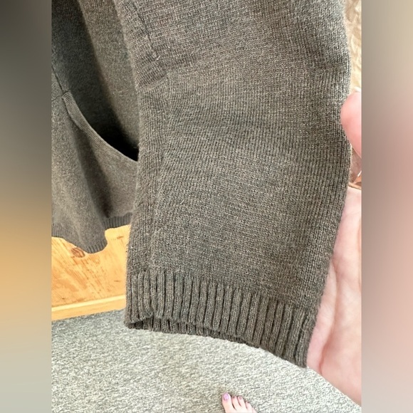 Cable & Gauge Open Front Cardigan Olive Green Size Medium - Picture 4 of 10